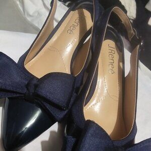 J. Renee Gabino Women's Pump shoes sz 5.5M Navy Blue with bow